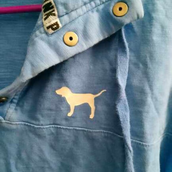 PINK Victoria's Secret drawstring collared cropped top long sleeve with dog XS - Picture 7 of 9